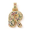Brass Micro Pave Cubic Zirconia Pendants ZIRC-P121-01G-R-1