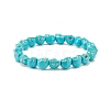 2Pcs 2 Style Synthetic Turquoise(Dyed) Skull Stretch Bracelets Set BJEW-JB08068-4