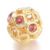 Brass Micro Pave Cubic Zirconia Beads KK-P187-20-G-2