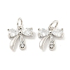 Rack Plating Brass Micro Pave Clear Cubic Zirconia Pendants KK-B093-01B-P-1