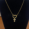 304 Stainless Steel Heart with Initial Pendant Necklaces for Women FS-WG4DC9E-20-1