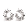 Brass Micro Pave Clear Cubic Zirconia Stud Earrings EJEW-L224-46P-1