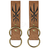 Rectangle PU Leather Medieval Belt Pendant. with Alloy Ring AJEW-CL0004-79-1