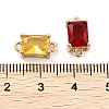 Brass Pave Faceted Glass Connector Charms KK-Q811-01-3