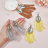 3 Pairs 3 Colors Imitation Leather Tassel Chandelier Earrings EJEW-FI0002-37-3