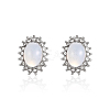 Elegant Stainless Steel Oval Cat Eye Stud Earrings for Women RK0957-2-1