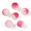 Frosted Baking Paint Crackle Glass Beads with Glitter Powder X-DGLA-T004-8mm-01A-2