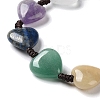 Heart Natural Mixed Gemstone Braided Bead Bracelets BJEW-H239-07-2