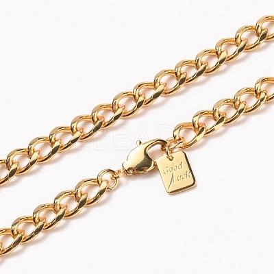 Men's Brass Cuban Link Chain Necklaces NJEW-H206-14G-1