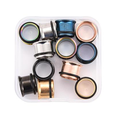 12Pcs 6 Colors 316 Surgical Stainless Steel Screw Ear Gauges Flesh Tunnels Plugs STAS-YW0001-16B-1