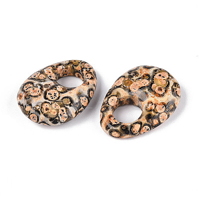 Natural Leopard Skin Jasper Large Hole Pendants G-N348-06A-02-1