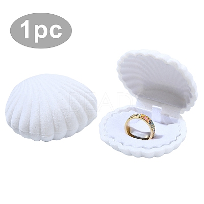 1Pc Shell Shaped Velvet Jewelry Storage Boxes VBOX-YW0001-05C-1