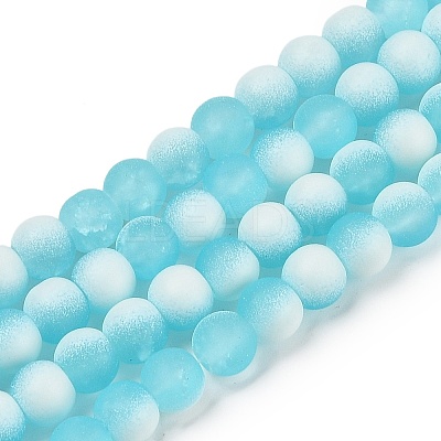 Frosted Crackle Glass Beads Strands GLAA-U001-8mm-M08-1