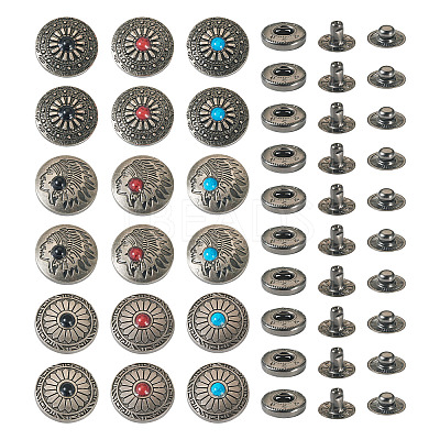 18Sets 9 Styles Brass Snap Buttons FIND-SW0001-33-1