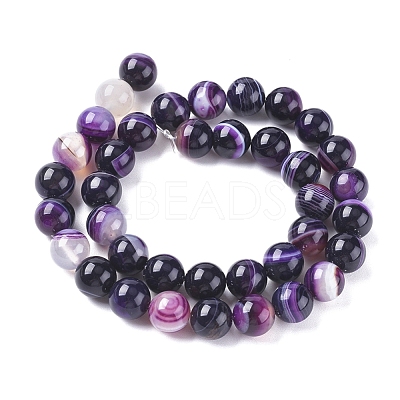 Natural Striped Agate/Banded Agate Beads Strands G-G582-6mm-52-1