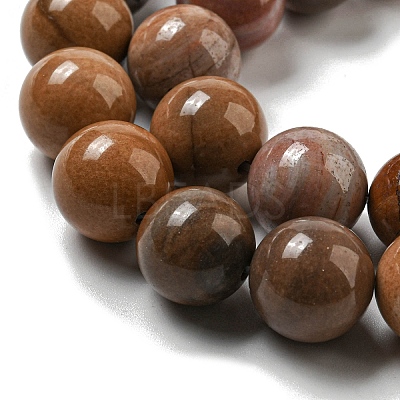 Natural Petrified Wood Round Bead Strands X-G-F266-08-8mm-1