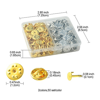 100Pcs 2 Colors Iron Butterfly Clutches Pin Backs IFIN-FS0001-37-1