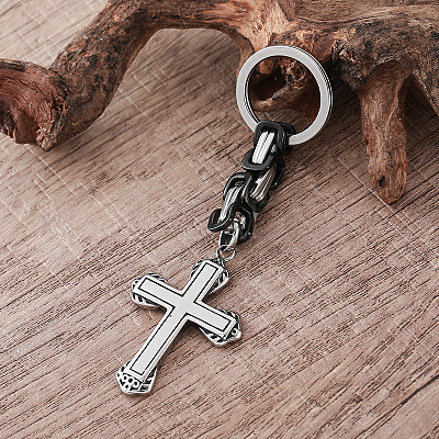 Punk Style 304 Stainless Steel Cross Keychains GV8385-1