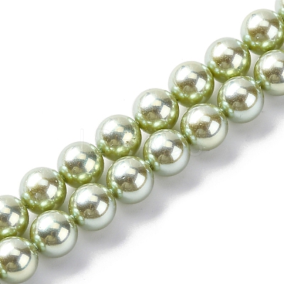 UV Plating Pearlized Glass Pearl Beads Strands GLAA-F128-01A-T21-1