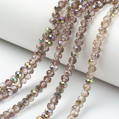 Electroplate Transparent Glass Beads Strands EGLA-A034-T4mm-R06-1