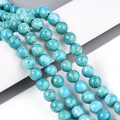 Dyed Synthetic Fossil Beads Strands G-T139-8mm-66F-1