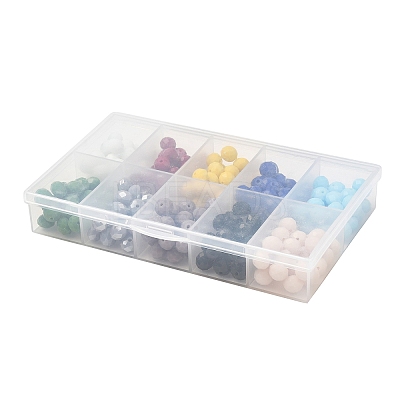 250Pcs 10 Color Opaque Solid Color Glass Beads Strands EGLA-SZ0001-22-1