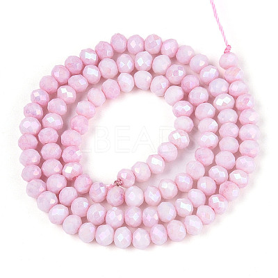 Anti-Tarnish Electroplate Rondelle Glass Beads Strands X-EGLA-T021-4mm-17-03-1
