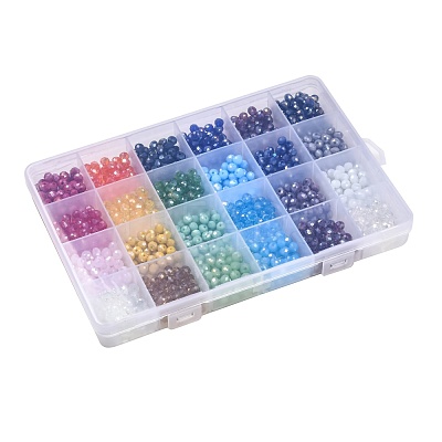 24 Colors Electroplate Glass Beads EGLA-X0006-04B-6mm-1