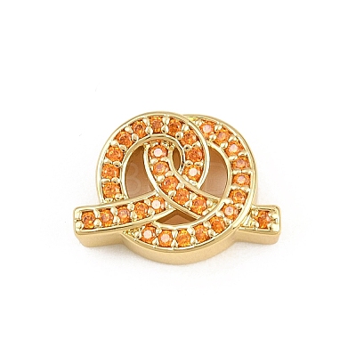 Brass Micro Pave Orange Cubic Zirconia Beads CU-CBAD306-22G-1