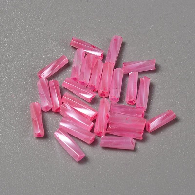 Opaque Colours Glass Twist Bugle Beads GLAA-WH0039-08E-1