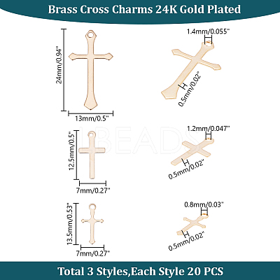 60Pcs 3 Styles Brass Pendants KK-HY0003-88G-1