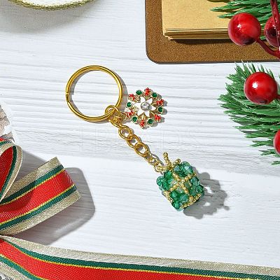 Christmas Woven Glass Keychains KEYC-MZ00017-03-1