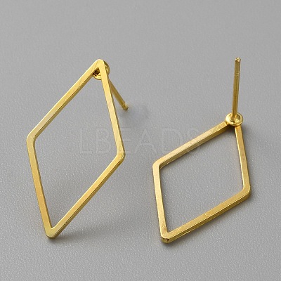 Golden Brass Hollow Geometry Stud Earrings EJEW-WH0012-127D-1