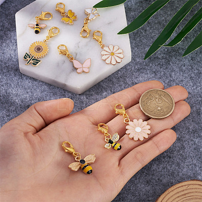 9Pcs 9 Style Alloy Enamel Pendant Decoration HJEW-CD0001-01-1