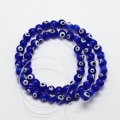 Handmade Evil Eye Lampwork Round Bead Strands LAMP-L055-10mm-06-1