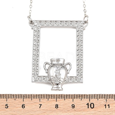 Alloy Rectangle Photo Frame with Vase Pendant Necklaces for Dried Flowers AL-CBA3C8B-18P-1