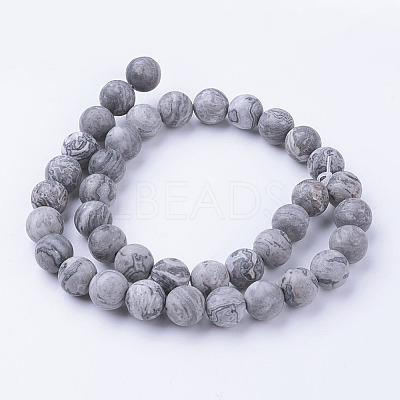 Natural Map Stone/Picasso Stone/Picasso Jasper Bead Strands G-G735-27F-10mm-1