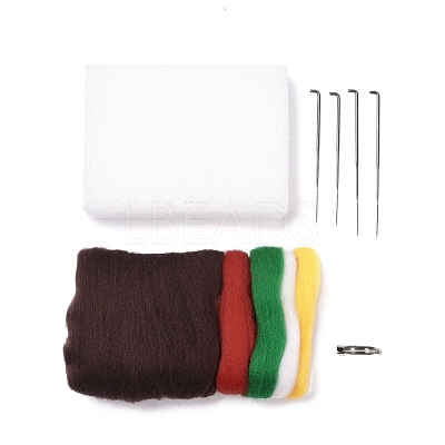 Christmas Theme Star Brooch Cactus Needle Felting Kit DIY-K055-02-1