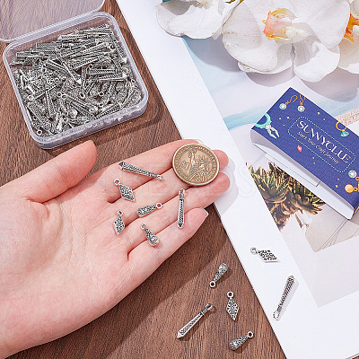 120Pcs 3 Styles Tibetan Style Alloy Pendants FIND-SC0025-52-1