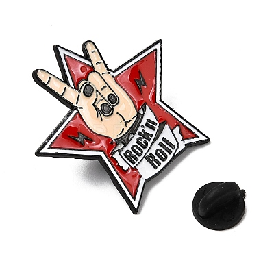 Rock Theme Rock 'n' Roll Devil Star Enamel Pins JEWB-D310-04EB-02-1
