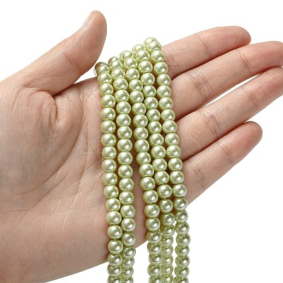 Eco-Friendly Dyed Glass Pearl Beads Strands HY-A008-6mm-RB005-1