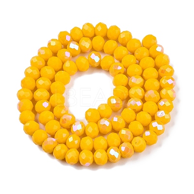 Electroplate Opaque Solid Color Glass Beads Strands EGLA-A044-P6mm-L29-1