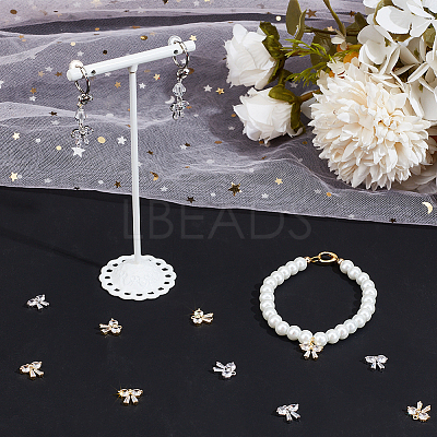 12Pcs 2 Colors Brass with Clear Cubic Zirconia Charms ZIRC-BBC0002-64-1