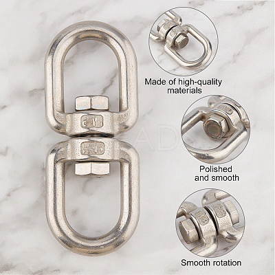 2Pcs 2 Sizes 304 Stainless Steel Double Eye Swivel Clasps STAS-GA0001-09-1