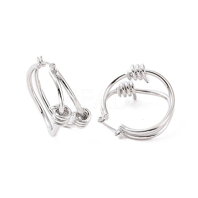 Brass Thorns Beaded Hoop Earrings for Women EJEW-F303-09P-1