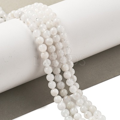 Round Grade A Natural Rainbow Moonstone Bead Strands G-M304-06-5mm-1