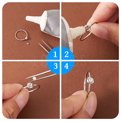 18Pcs 304 Stainless Steel Finger Ring Rhinestone Settings STAS-TA0005-86P-1