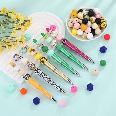 89Pcs Colorful Pattern Printed Silicone Beads Sets SIL-SZ0002-54E-1