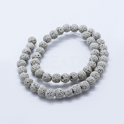 Natural Lava Rock Beads Strands G-P349-01-8mm-1
