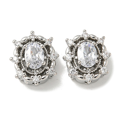 Brass Micro Pave Cubic Zirconia Beads KK-K378-06P-1